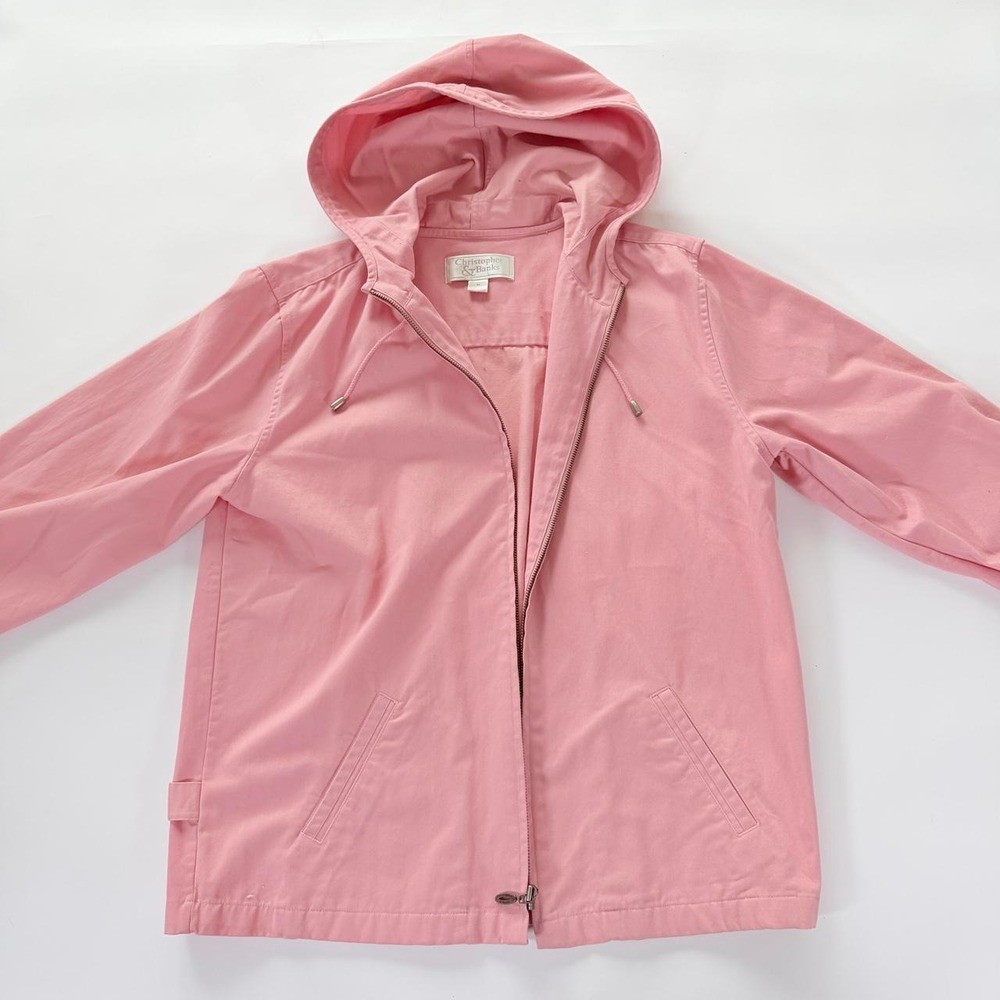 Christopher & Banks Women's Medium Pink Cotton Hooded Jacket